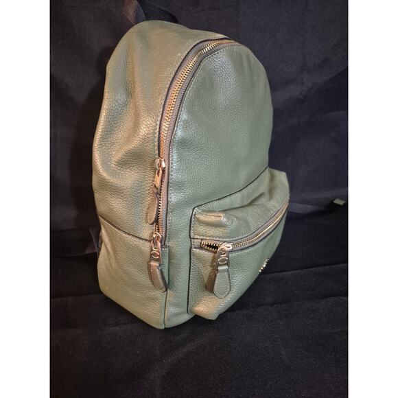 COACH Bag 30550 Backpack Pebbled Leather Medium Women's - Rare Green Authentic - Picture 2 of 16